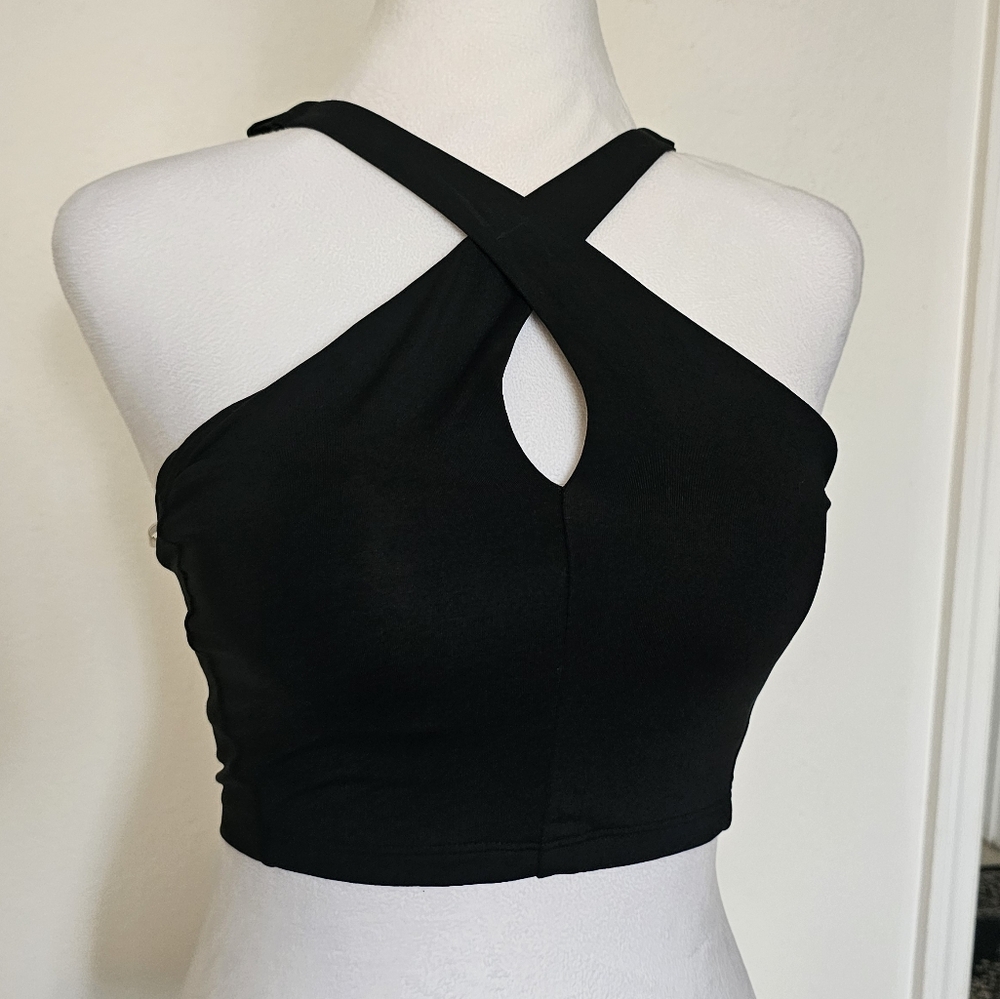 Athleta Black Crisscross Halter Top Size XS - Picture 2 of 9